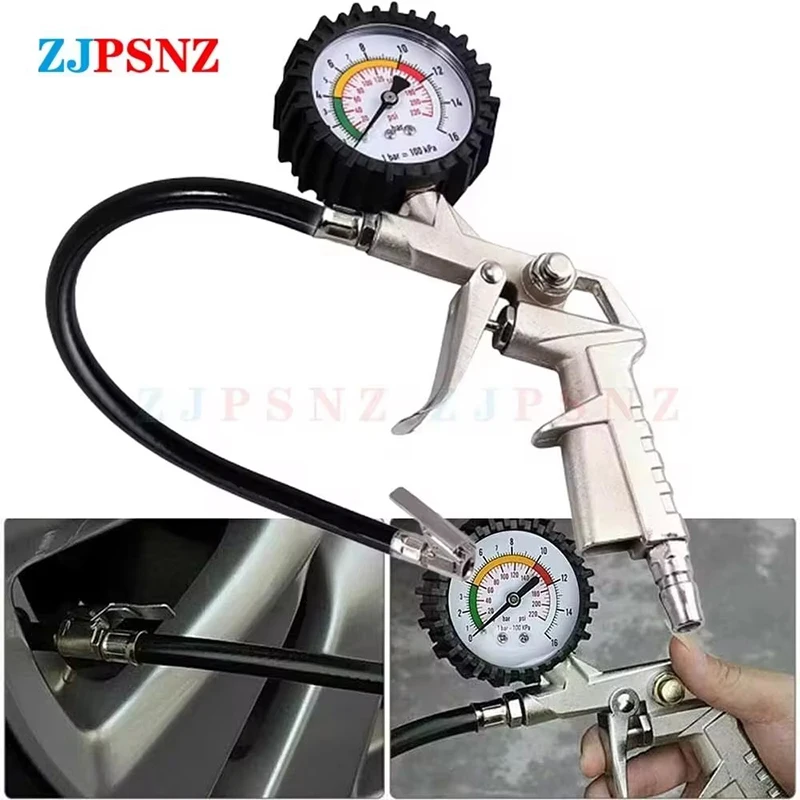 

0-16Bar/0-220Psi Auto Tire Pressure Gauge Pressure Gun Type For Air Compressor Car Motorcycle SUV Inflator Pump Tire Repair Tool