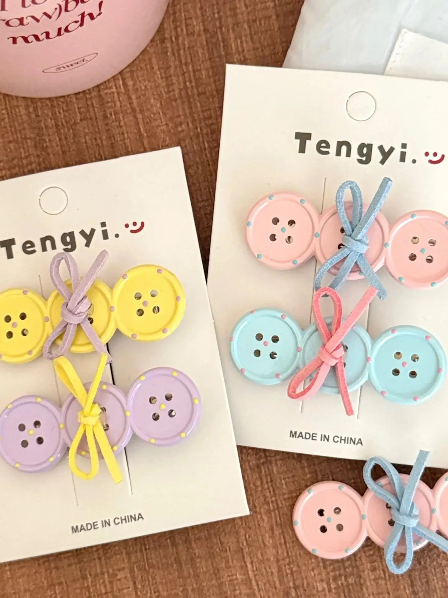 Pince à cheveux à bouton rétro créatif, couleur crème, accessoire pour cheveux mignon, frange polyvalente, Clip de bord, 2/6 pièces