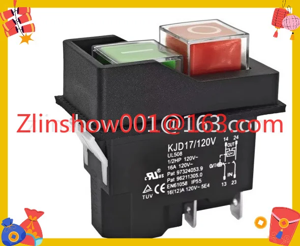 Interruptor electromagnético KJD17/120V para máquina de jardín/herramienta eléctrica, interruptor de arranque/pulsador de 4 pines/5 pines