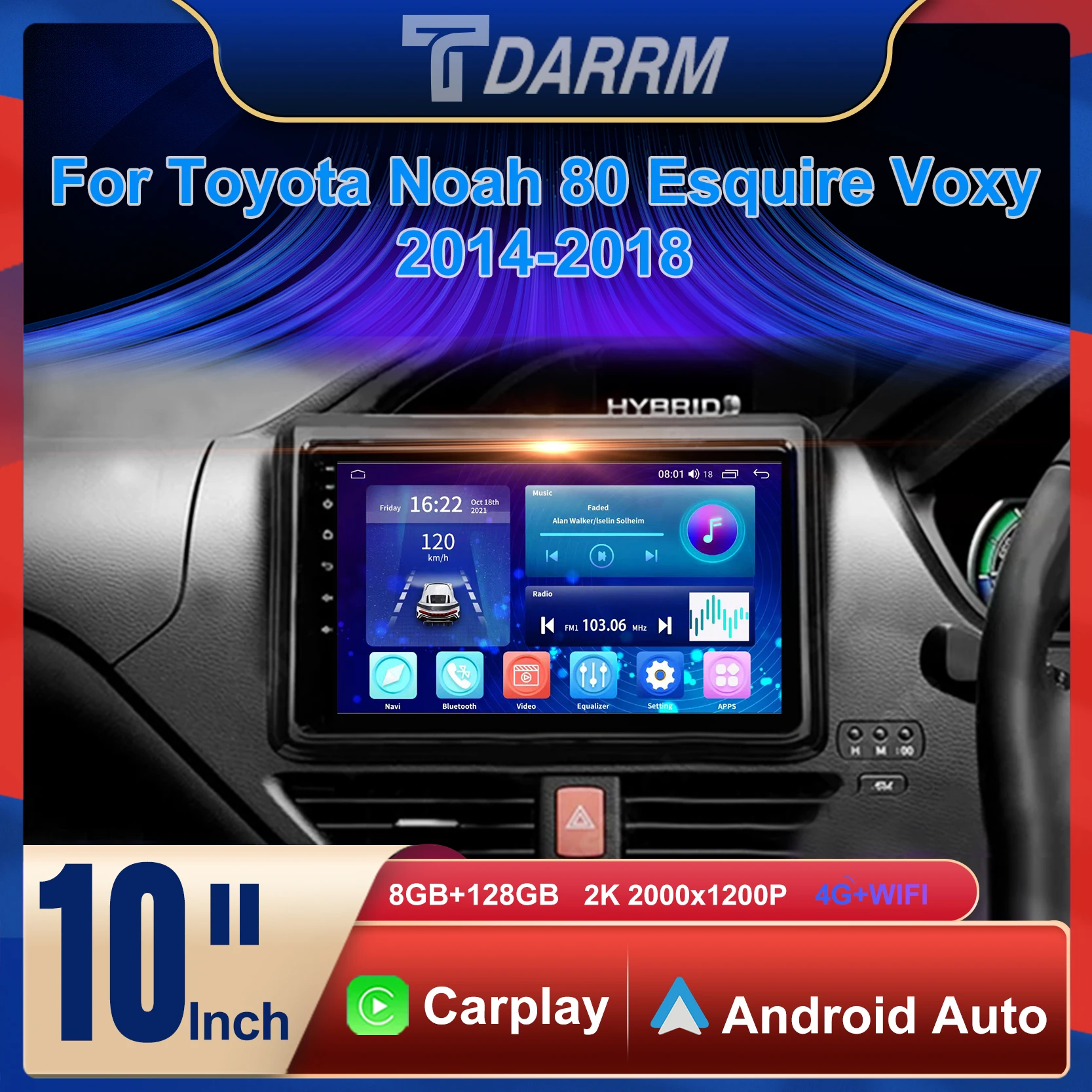 

For Toyota Noah 80 Esquire Voxy 2014-2018 Android Carplay Car Radio Navigation Multimedia Player Stereo 4G video BT DVD 2DIN