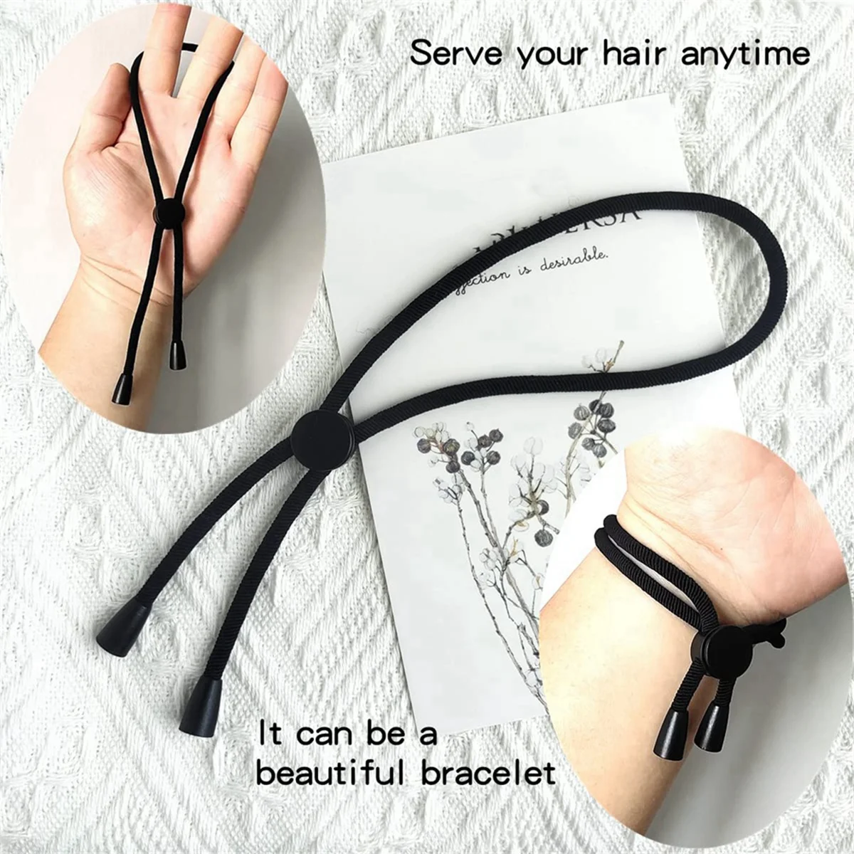 

New-Design 6PC Afro Puff Ponytail Ties Adjustable Hair Ties Long Hairband