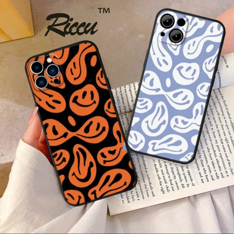 Cute Funny Trippy Smiley Face Phone Case FOR IPhone 14 13 11 12 Pro 8 7 Plus X Pro MAX XR XS MINI Soft Silicone Black Covers