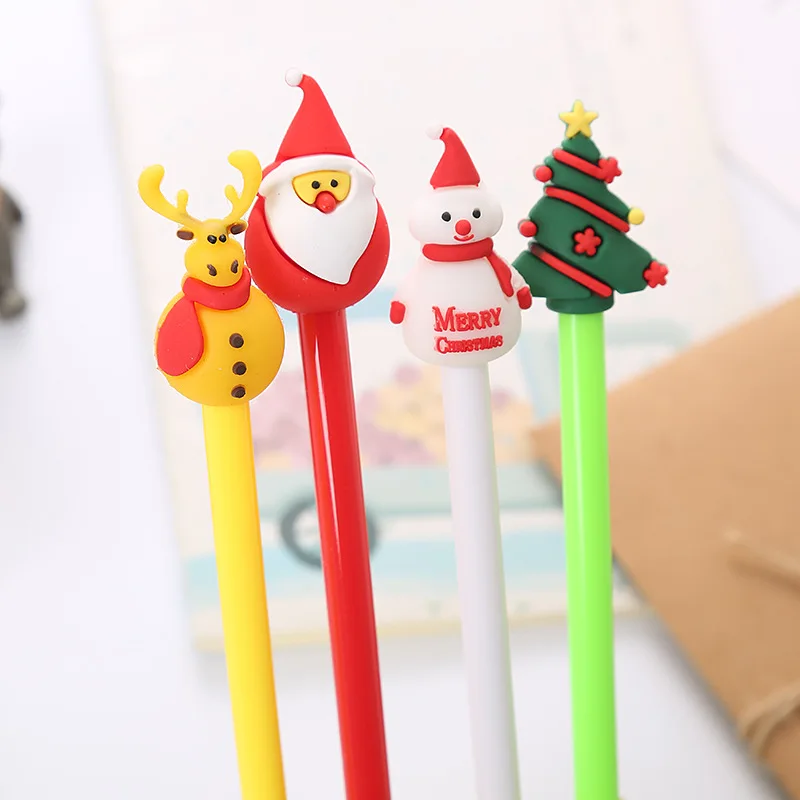 

12 Pcs Christmas Neutral Pen Creative Student Gift Prize Water-based Pen Cute Cartoon Elk Office Stationery Writing Supplies
