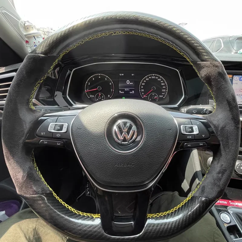 

for Volkswagen VW Golf 7 Mk7 New Polo Jetta Passat B8 Hand-stitched high quality Suede carbon fibre Car Steering Wheel Cover