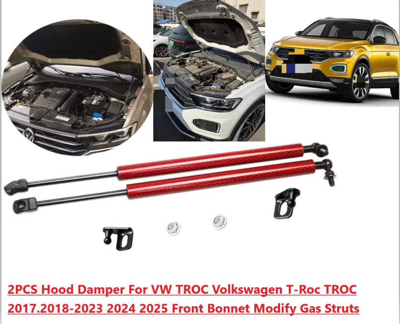 

2PCS Hood Damper For VW TROC Volkswagen T-Roc TROC A11/D11 2017.18-24 2025 Front Bonnet Modify Gas Struts Lift Support Shock Rod