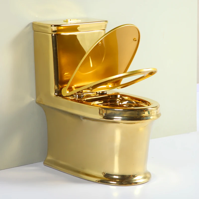 

Small apartment gold toilet household bathroom toilet ceramic local tyrant gold color siphon local tyrant gold toilet