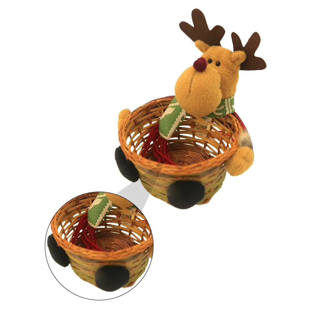 

2Pcs Snowman Candy Basket Christmas Bamboo Cloth Cartoon Decoration Home Candy Holder Storage Organizer Festive Table Decor