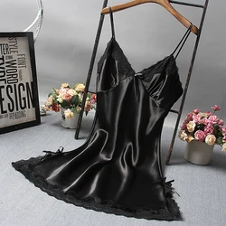 Women Sexy Satin Soft Nightdress Lace Lingerie Women Secret Clothes Sleepwear New Dress Ladies Wrap Dress Robe Sexy Underwear