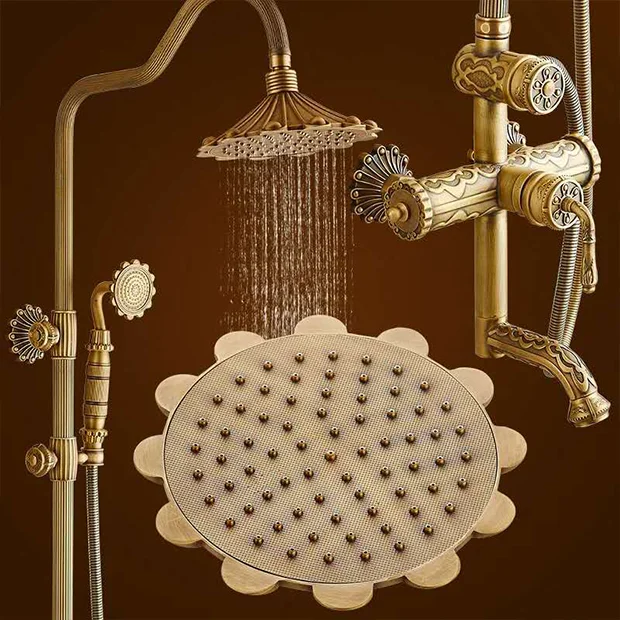 

Antique Brass Vintage Classic Shower Set Polished Vintage Water Mixer Faucet