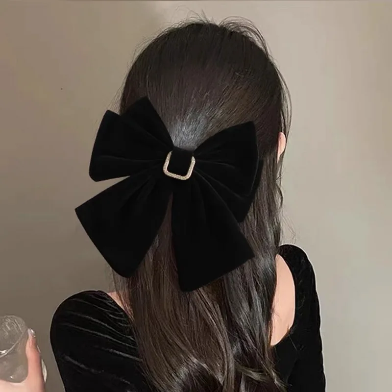 2024 New Velvet Bow Hair Clip For Women big red bowknot hairclip girls large black hair bow barettes lady hairpin accessories