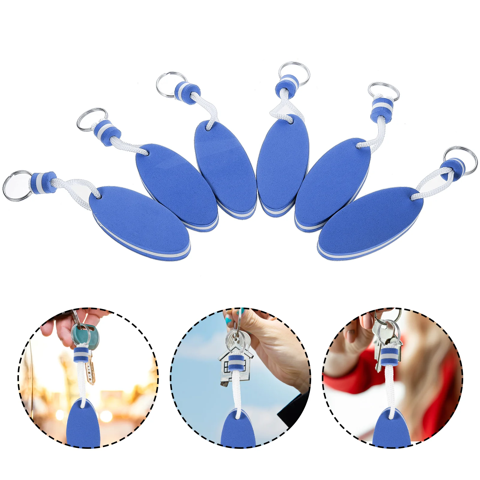 

6 Pcs Keychains Oval Eva Floating Water Foam 6pcs (blue) Surfboard Ring Sponge Small Man