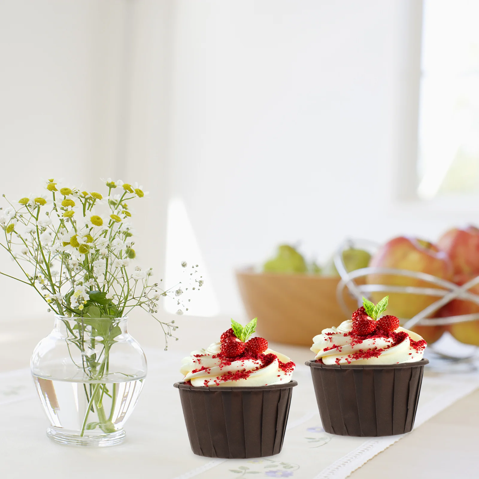 

50Pcs Oil-Proof Cupcake Liners Thickened Paper Baking Cups Disposable Muffin Liners Household Baking Accessories