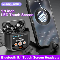 1.9inch LED touch screen headsets Bluetooth 5.4 headphones TWS wireless earphones HiFi stereo waterproof noise reduction earbuds