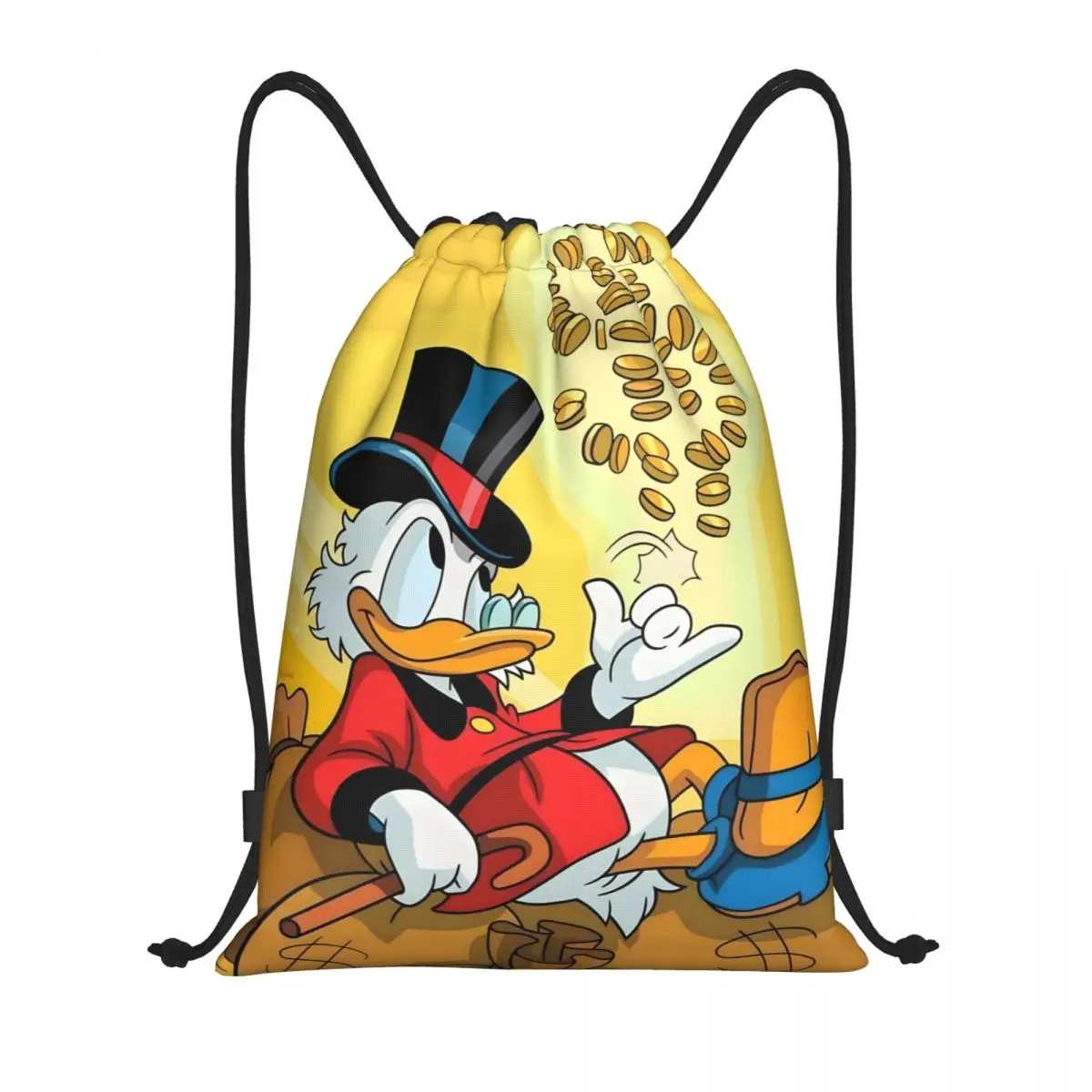

Custom Donald Duck Drawstring Backpack Women Men Gym Sport Sackpack Portable Cute Duck Shopping Bag Sack