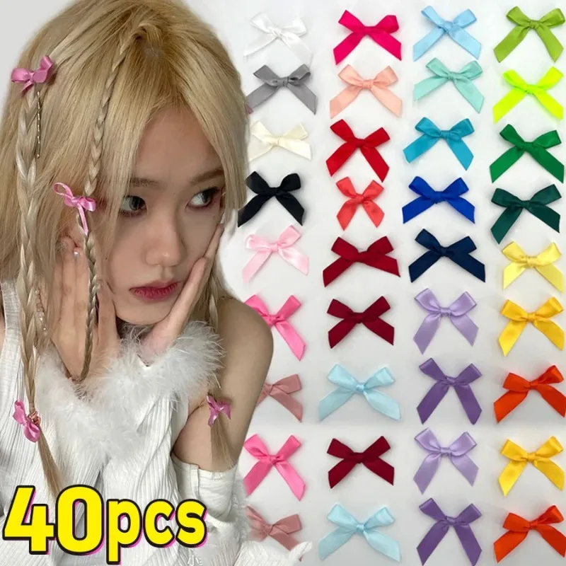 8/40pcs Ribbon Bow Hair Clip Sweet Bowknot Cute Korean Hairpin for Girls Fashion Barrettes Lovely Headwear Hair Grip Bobby