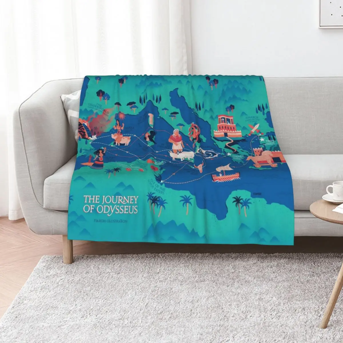 

Odyssey Map - The Journey of Odysseus Throw Blanket Vintage Camping Moving Luxury Brand Blankets