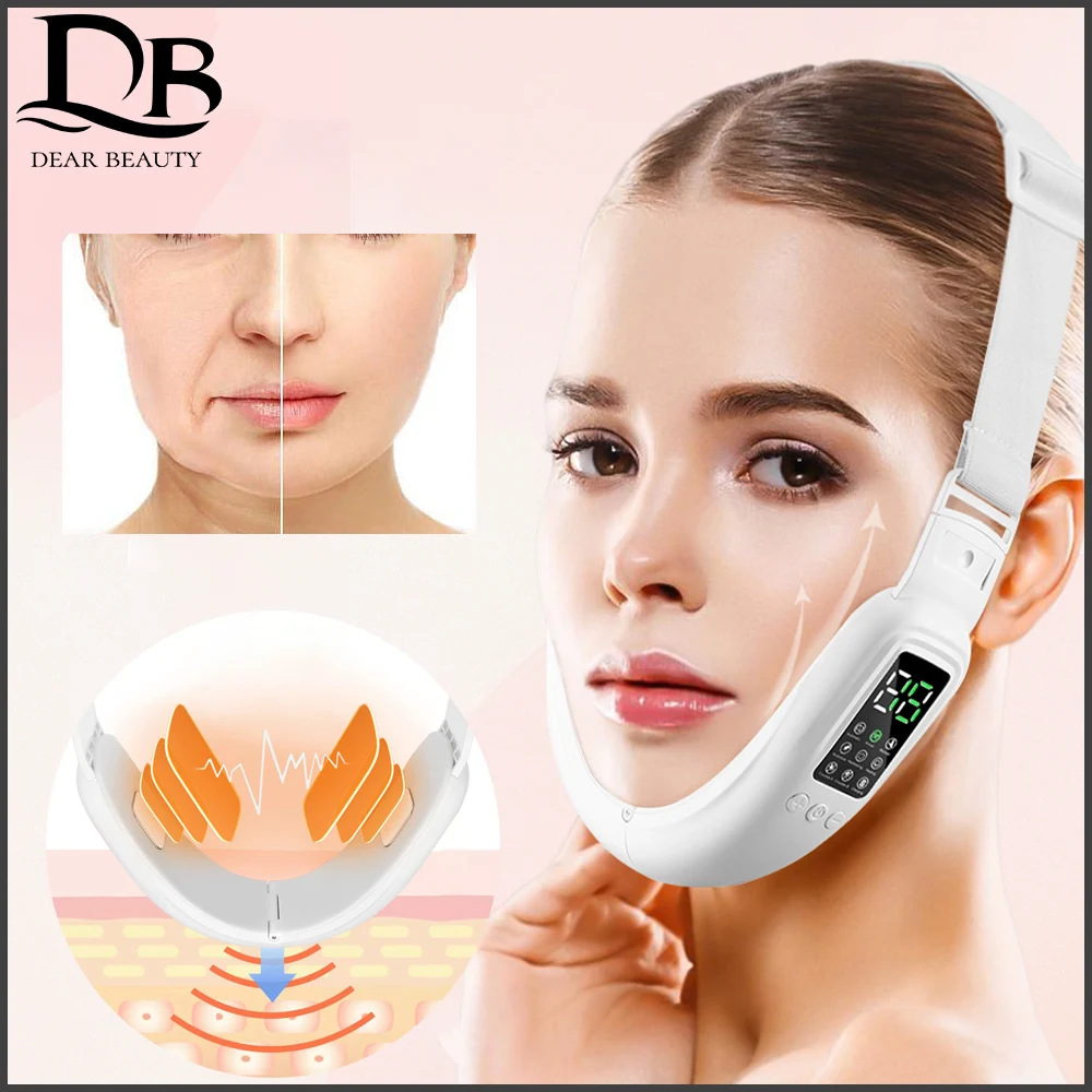 V Dispositivo de Face-lifting, Multifuncional, Micro-Corrente, Vibração, Massageador Emagrecedor, Levantamento, Refirmamento, Apertamento, Clareamento, SPA