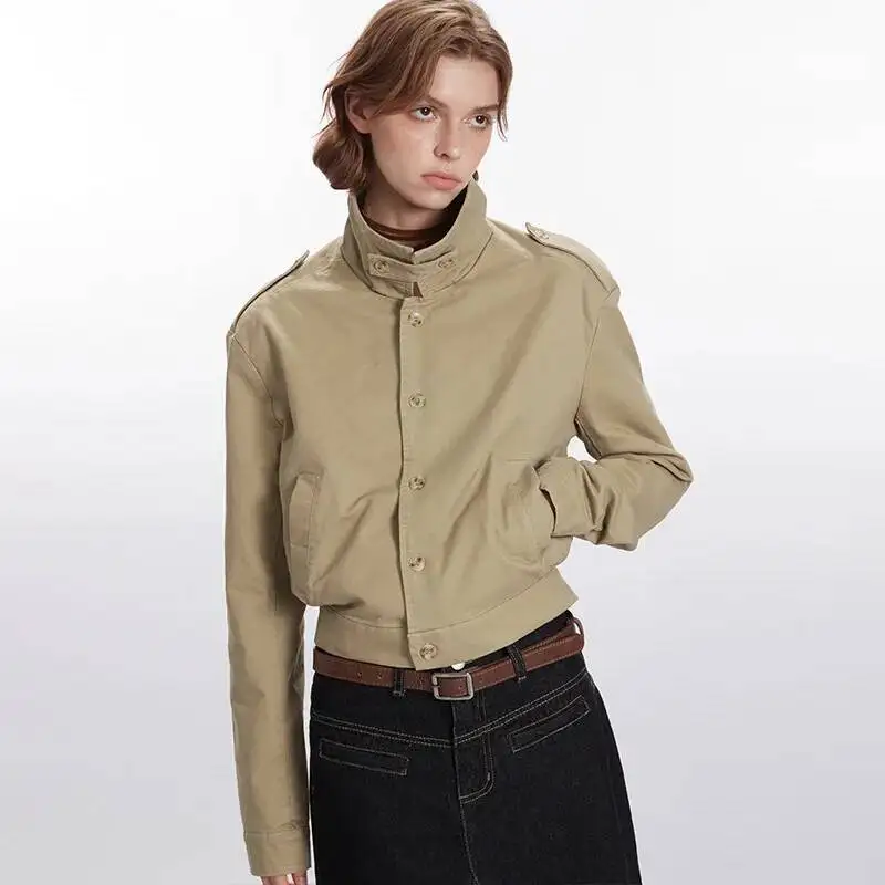 2025 New Utility Short Jacket Women High Grade Solid Color For Petite Sizes  Simple Versatile Temperament Outerwear