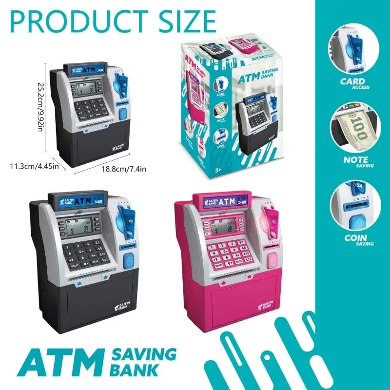 Interactive Money Saving Box With Card Lock System Kids Piggy Gift Toy A2UB