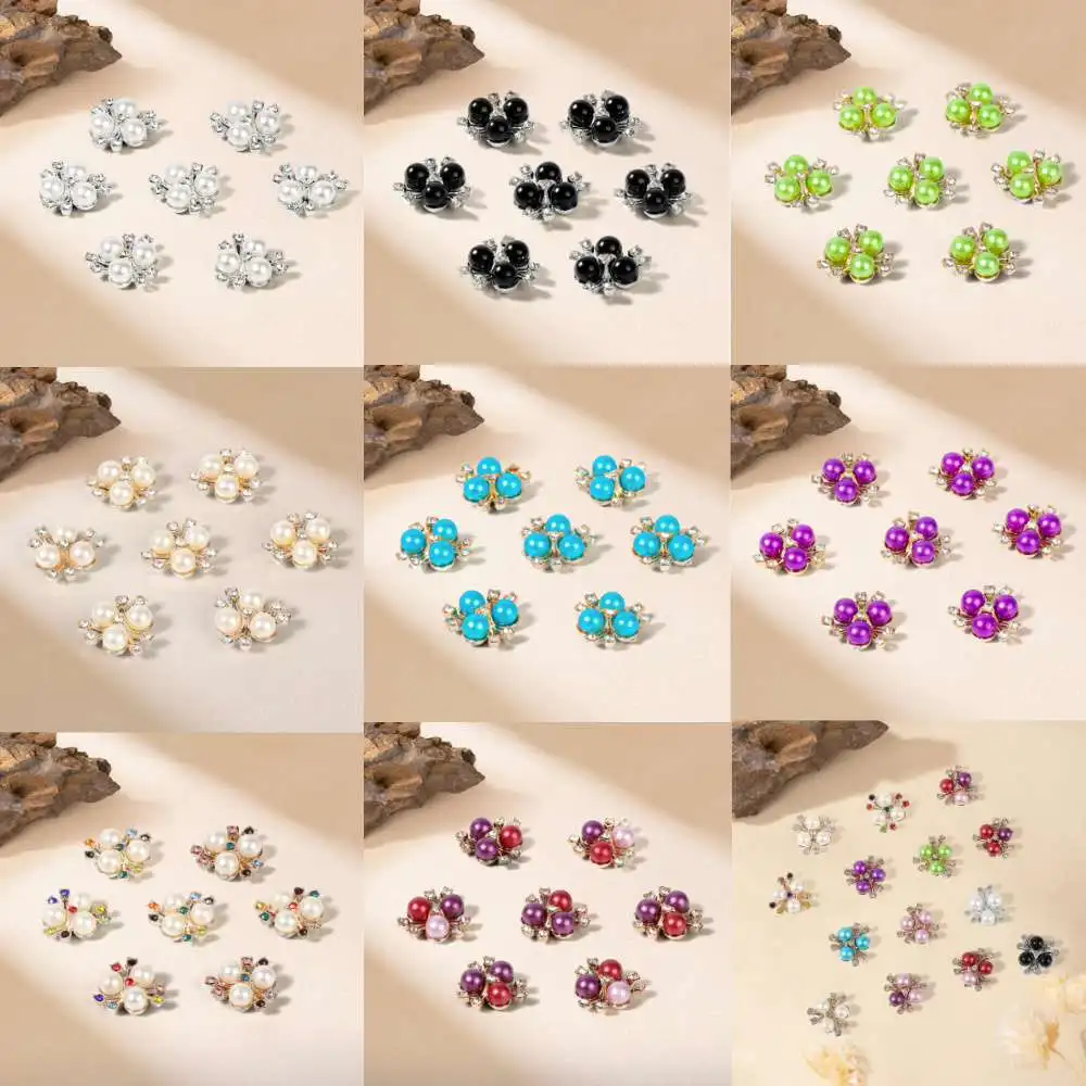 

Pearl Rhinestone Buttons 20PCS Three Pearl Flower Acrylic Imitation Alloy For Handmade Hairpins Decoration Bow Sewing