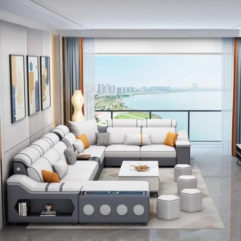 

Elegant Minimalist Sofa Electric Comfortable Leather Lounge Sofa Couple Luxury Apartment Woonkamer Banken Nordic Hotel Furniture