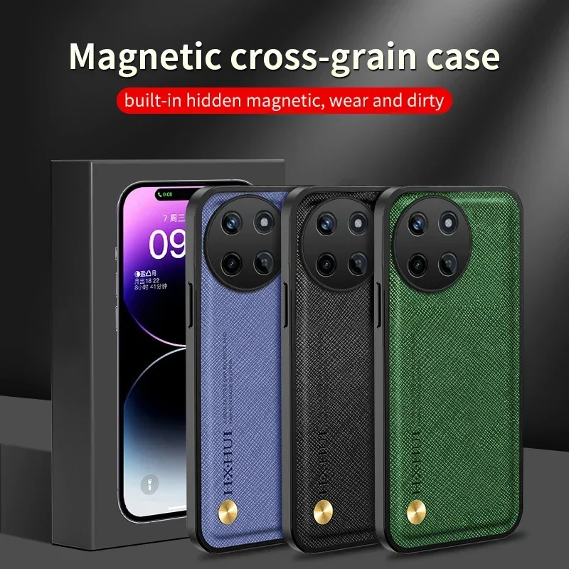 

Business Man Phone Case for Realme 11x 11 4G 5G Luxury Leather Solid Color Built-in Metal Airbag Soft Shockproof Cover