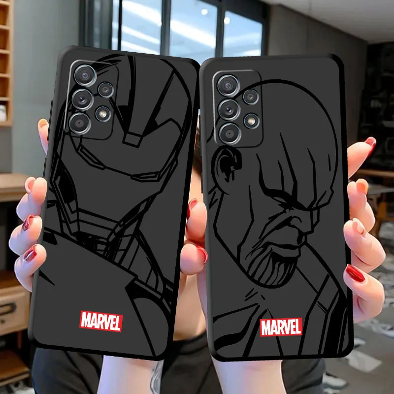 Black Soft Cover For Samsung Galaxy A03s A10 A03 A20s A20e A91 A42 A04e A50s M33 M54 A40 Phone Case Marvel SpiderMan IronMan Art