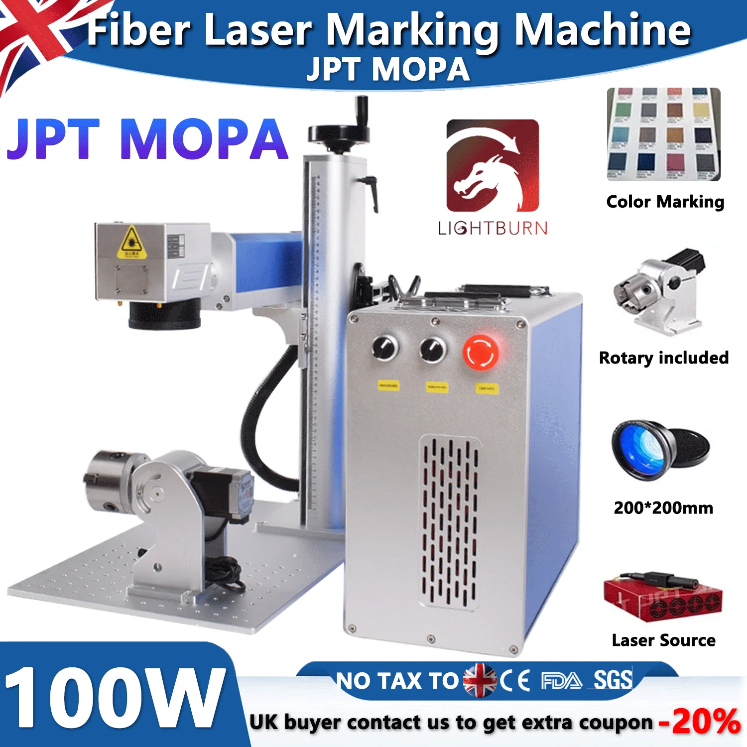 

100W JPT Mopa Fiber Laser Marking Cutting Machine for All Metal Jewelry Laser Engraver Deep Laser Engraving for Drilling Ngraver