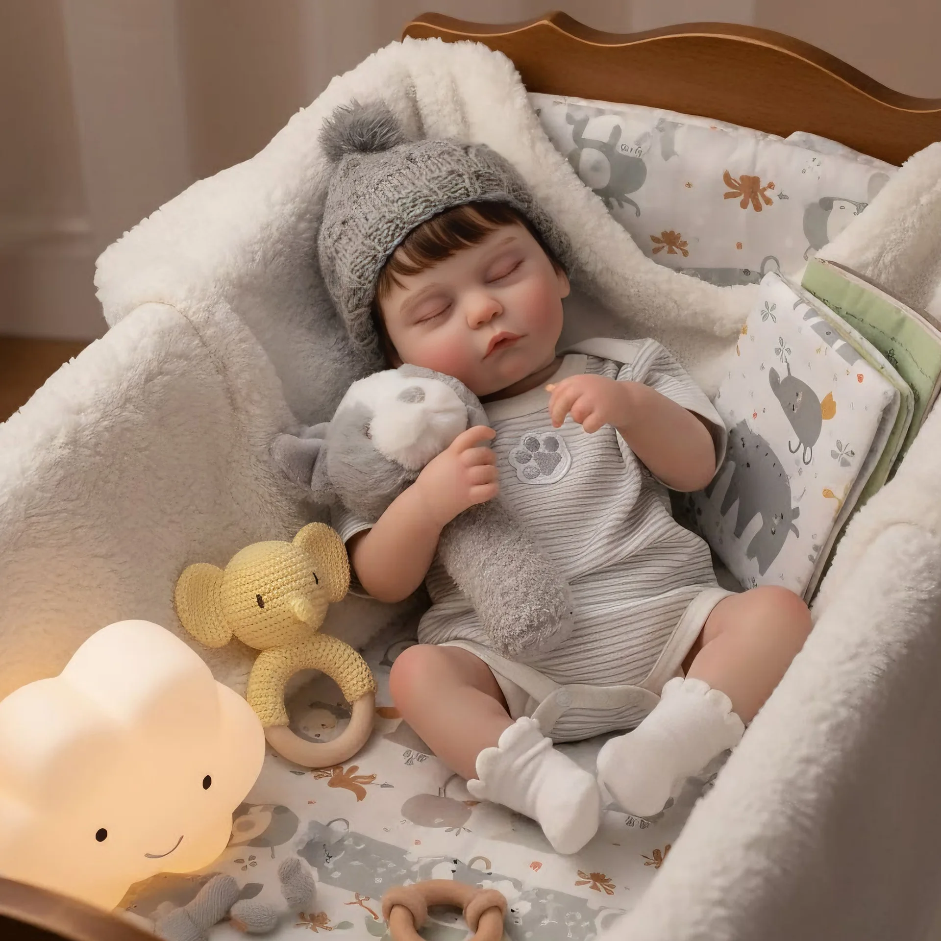 50cm Reborn Doll Lifelike Baby Doll Dress Up Toy Play Companion Educational Nursery Teaching Aid