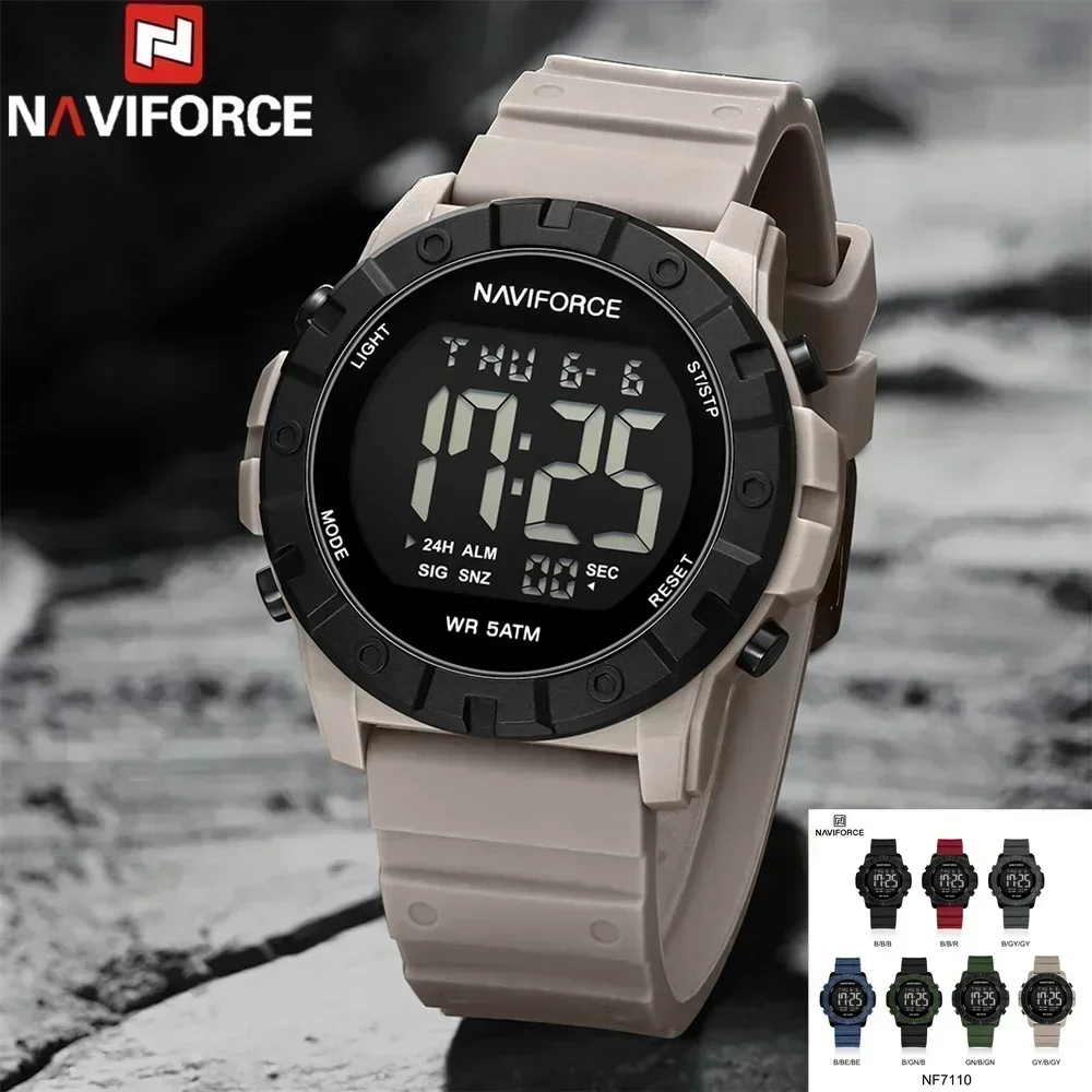 NAVIFORCE NF7110 Digital Watch Men Military Sport Chronograph Wristwatch Date Week Waterproof Original  Electronic LED Clock