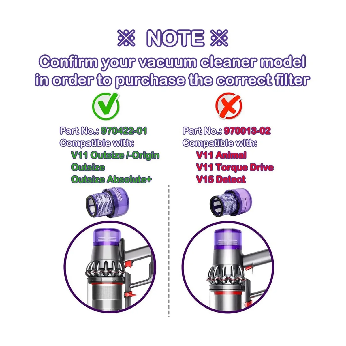 استبدال فلتر Hepa out، V11 كبير الحجم ، كبير الحجم المطلق + الفراغات. مقارنة مع الجزء 970422-01