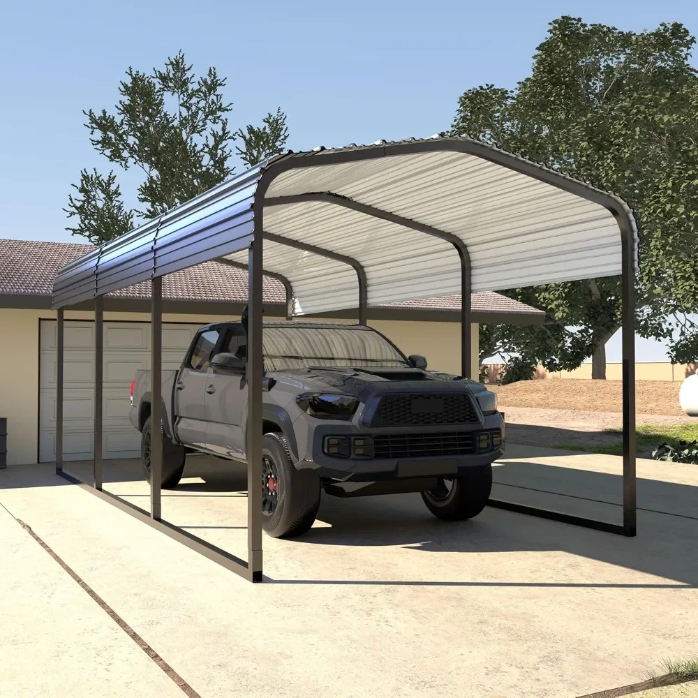 10 x 15 FT heavy-duty metal carport kit, suitable for outdoor, garage car sunshades, with galvanized roof