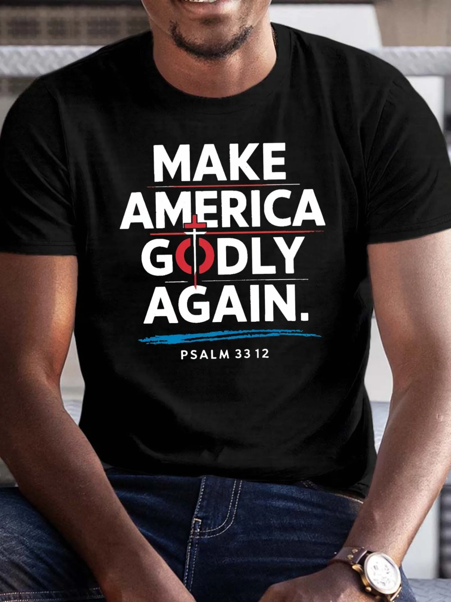 

Large-sized men's religious pure cotton T-shirt - Jesus, Christian shirt - Soft 100% pure cotton