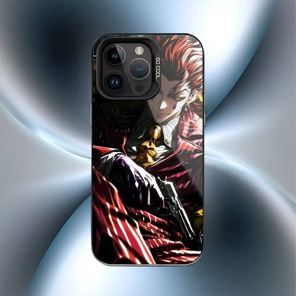 حافظة هاتف أنيمي H-Hisoka M-Morow لهاتف iPhone17,16,15,14,13,12,11 Plus,Pro Max غطاء مقاوم للصدمات باللون الأسود غير اللامع