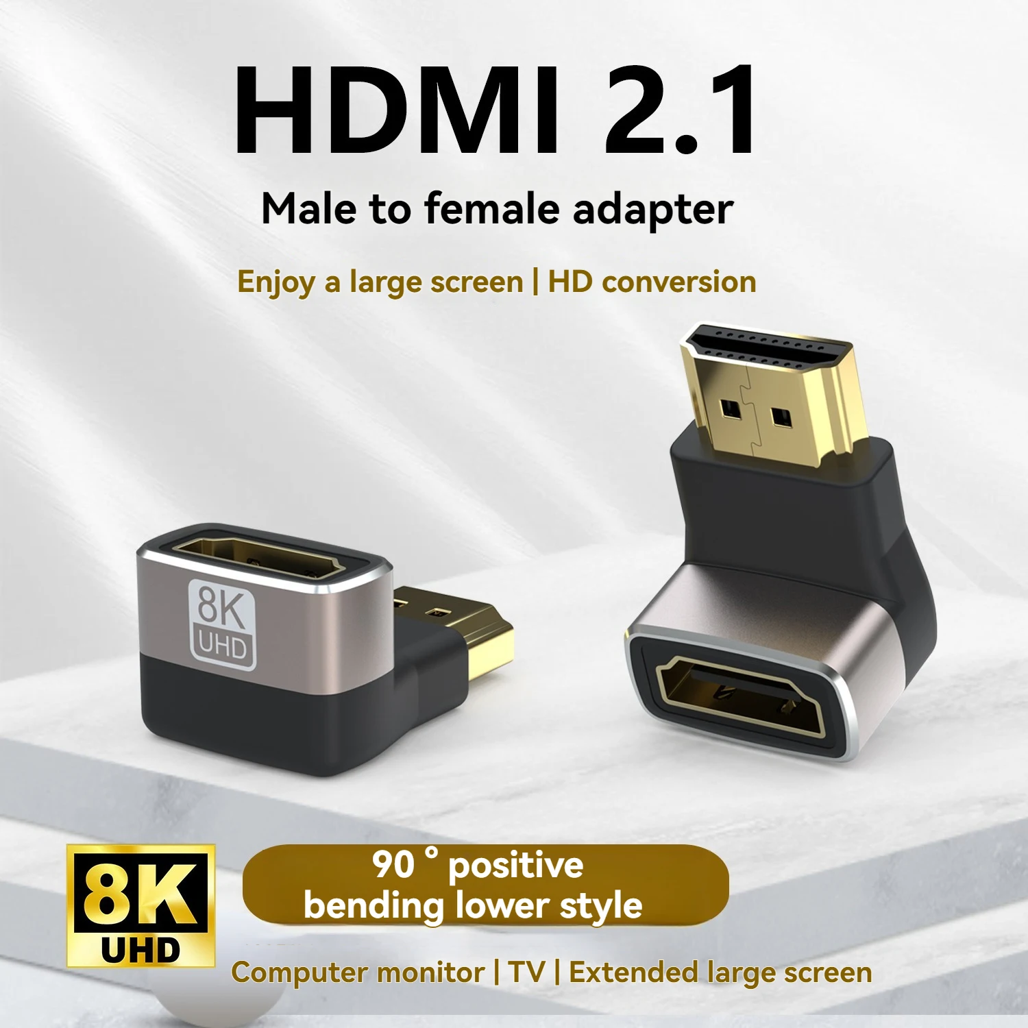 HDMI-kompatibler Stecker auf Buchse Extender 90/270 Grad rechtwinkliger Adapter 8K 60Hz 4K 120Hz 48Gbps HDR Video für PS5 Laptop HD TV – Detail 13