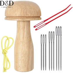 1pcs Wood Darning Egg Sewing Tool Repair for Darning Socks with 9pcs Large Eye Needles&2pcs Aluminum Bent Tip Tapestry Needles