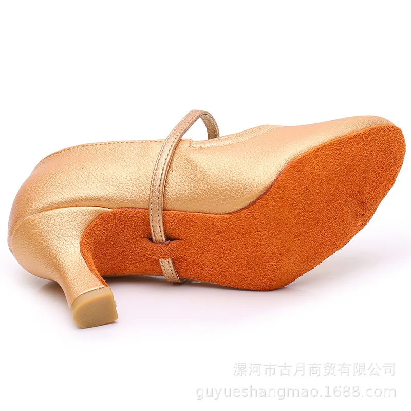 Modern dance shoes with elastic and tight cuffs, women's middle and high heels, social dance shoes, women's adult soft soled bun