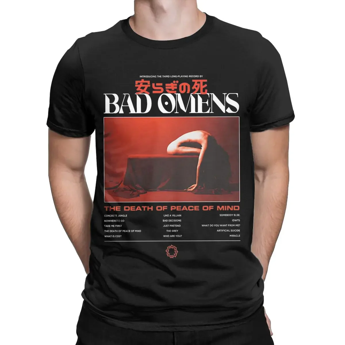 Cool Bad Omens The Death Of Peace Of Mind Tracklist T-Shirt Men Cotton T Shirt Short Sleeve Tee Shirt Birthday Gift Clothing