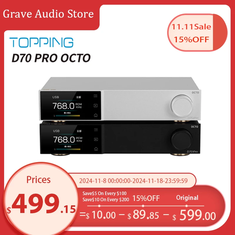 TOPPING D70 PRO OCTO Desktop Decoder Bluetooth 5.1 DAC Support LDAC APTX HD 8* CS43198 Chip Pre-Audio Amplifier  D70PRO OCTC