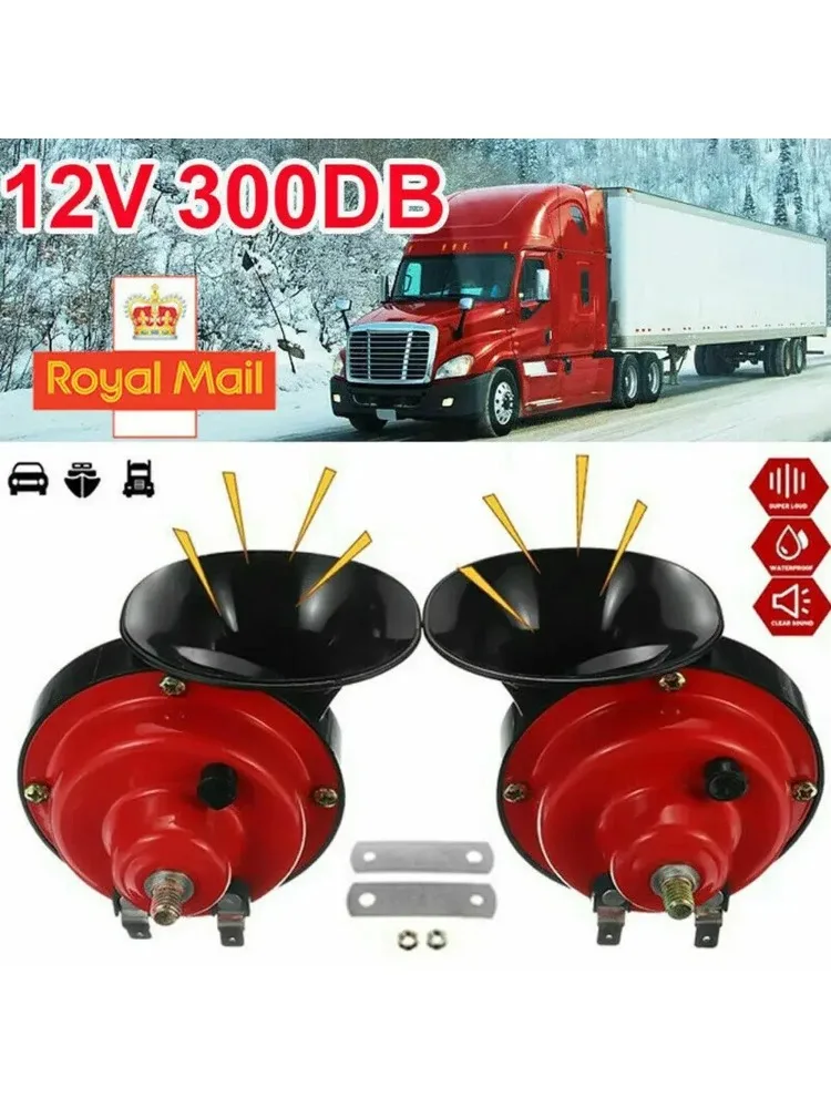 1/2 Stuks 12V Elektrische Luchthoorn 300dB Luide Slak Vrachtwagen Hoorn Gebruikt Voor Auto Motor Modificatie waarschuwing Geluid Accessoire - afbeelding 2