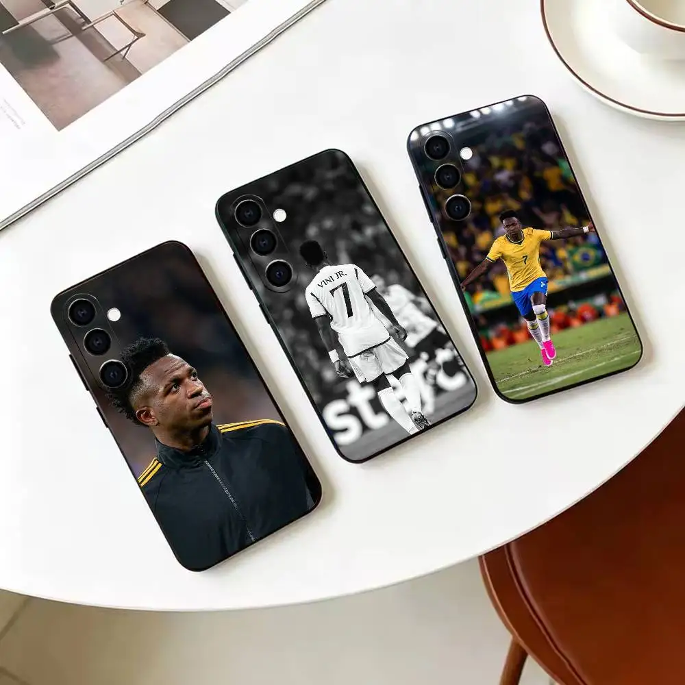 Coque de téléphone en silicone souple noir Football Star v-Vinicius Jr pour Samsung Galaxy A71 A72 A73 A51 et autres modèles associés