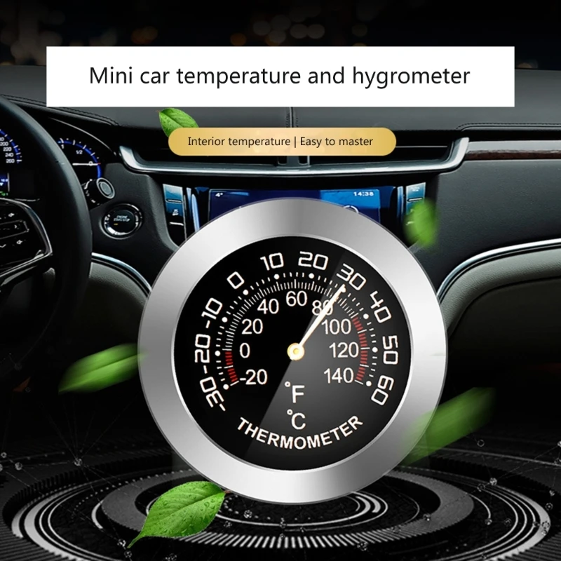 Car Thermometer / Hygrometer Mini Mechanical Dial Type Analog Humidity Temperature Detection Meter-Gauge High Accuracy