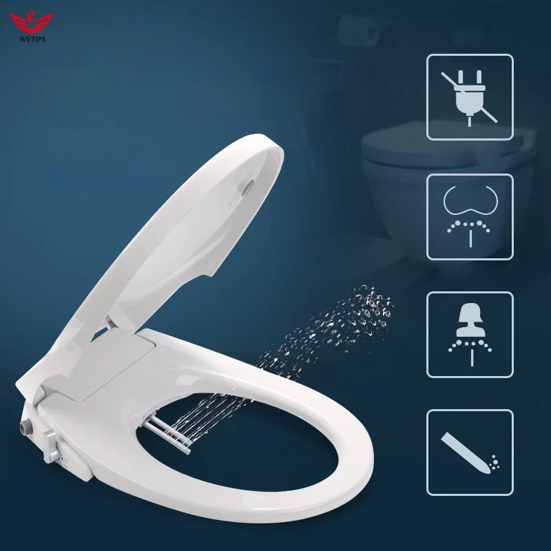 WETIPS No-Electric Bidet Toilet Seat Cold Water Double Nozzle Washer Tapas Wc Shower Toilet Lid Cover Bidet Cleaning Toilet Seat