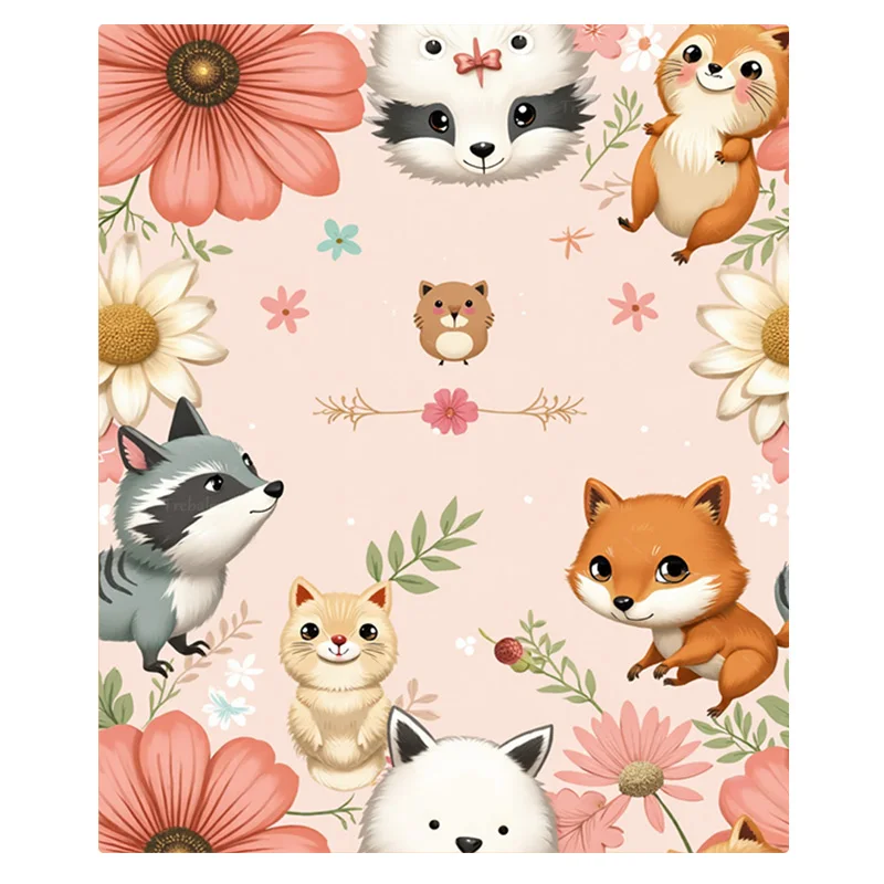 1 шт. фланелевое одеяло с милыми лесными животными и цветами, уютное одеяло для декора детской комнаты