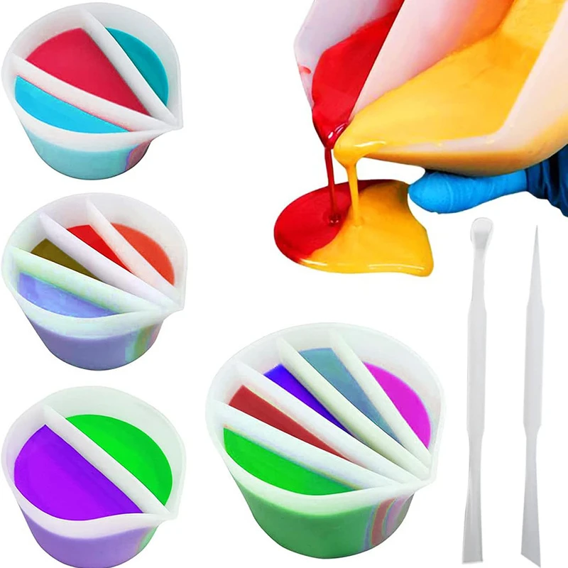 Silicone Split Cups,Thicken&Reusable Resin Mixing Cups Dividers Paint ,Fluid Art for Resin Crafts,Acrylic Paint Pouring,Drawing