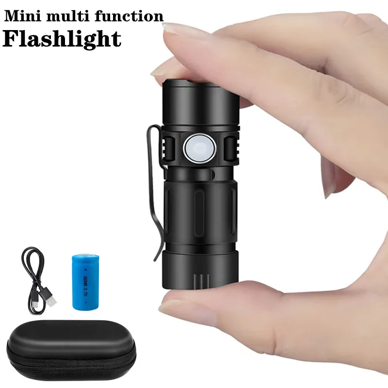 【Hot】Mini Torch LED Rechargeable Flashlight Portable USB Charging Flashlight High Power Camping Waterproof Long Range Lantern