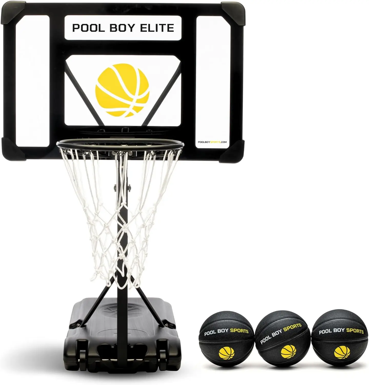 

Hoop - Set Includes 3X Composite Leather Basketballs, Air Pump, & Tools - Adjustable Poolside Basketball Hoop