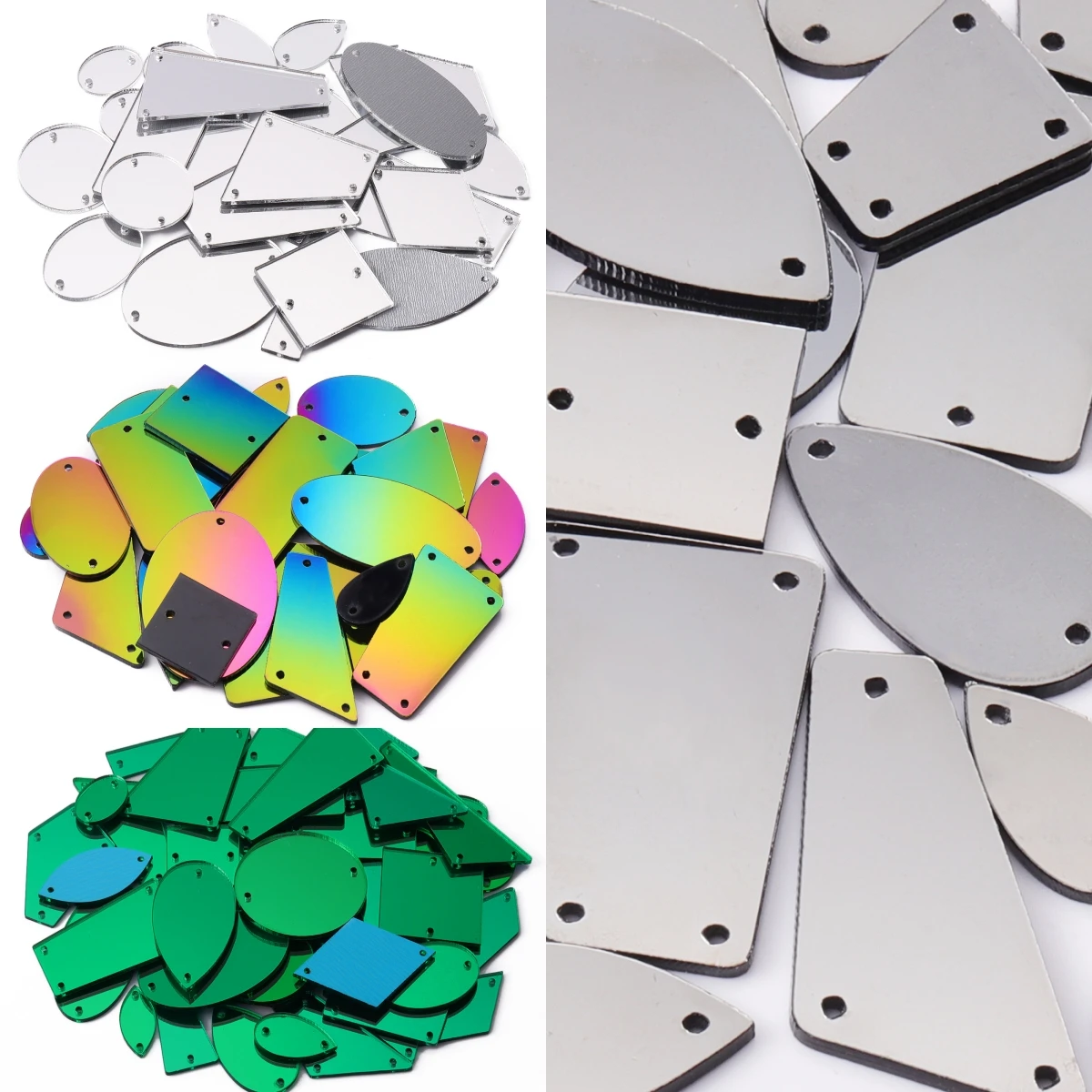 50/200Pcs Mix Größe Acryl Spiegel Nähen Strass Nähen Auf Flatback Genähte Steine Für DIY Handwerk Kleidung Kleidungsstück kleid Dekoration