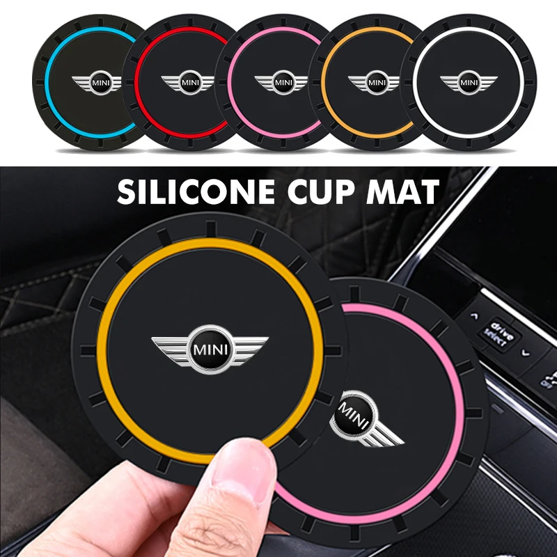 Car Coaster Gasket  Water Cup Holder Pad Interior Decorative For MINI Cooper R53 R52 R50 One JCW Clubman Countryman WORKS