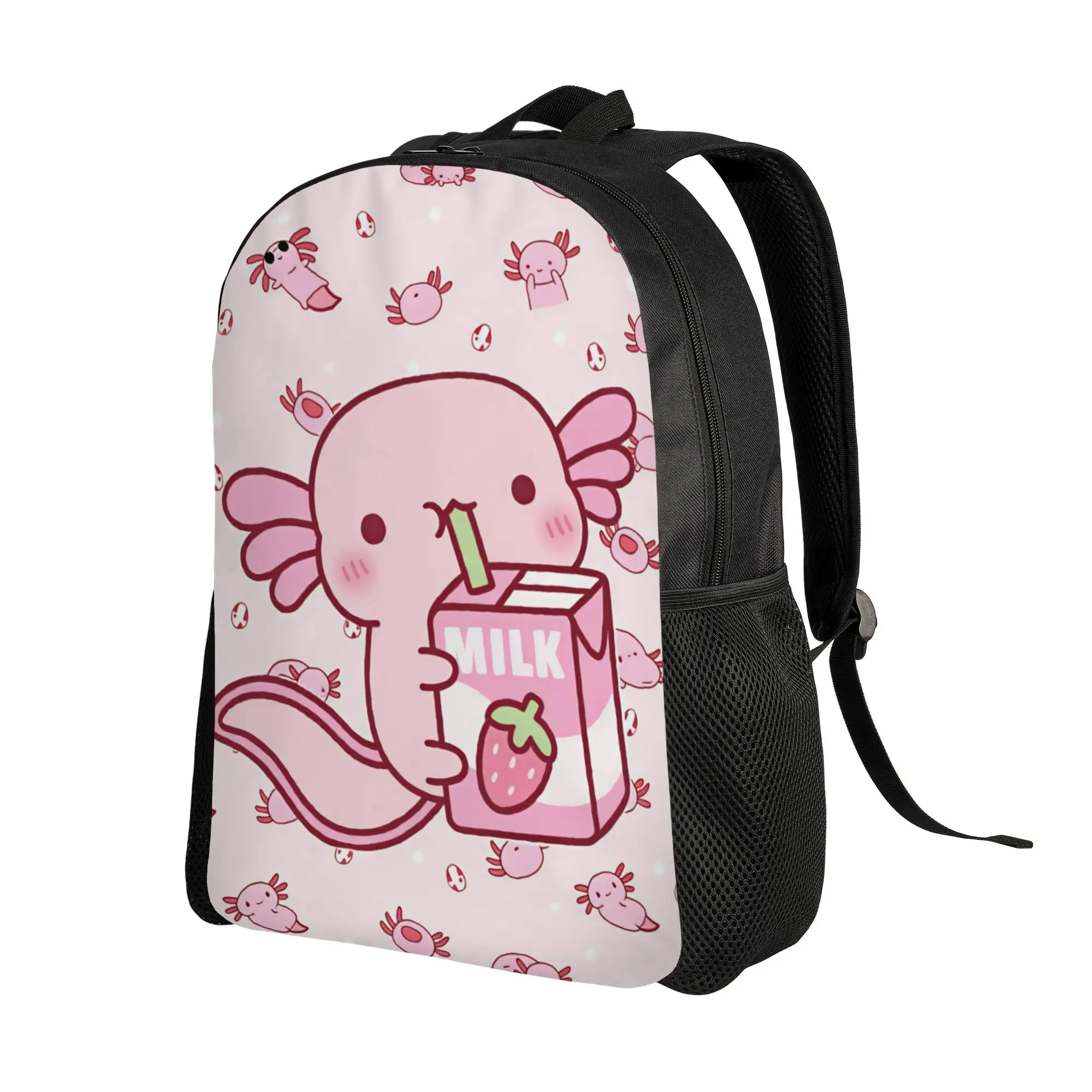 Cute Axolotl  Backpack  Novelty Backpacks Women Men Cycling Durable School Bags Custom Rucksack